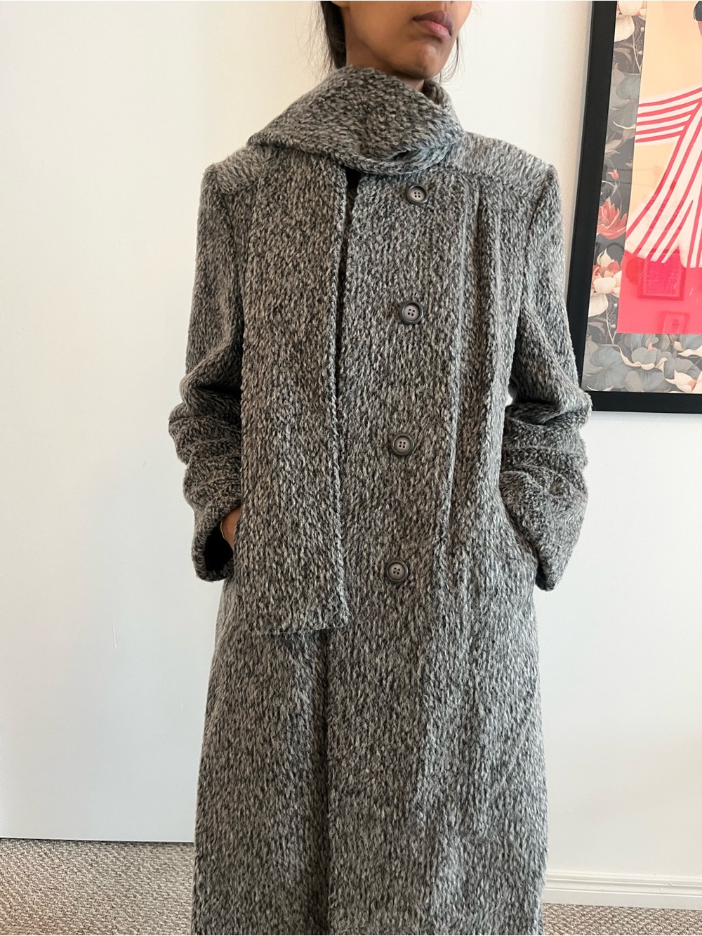 Wool and Mohair coat with scarf